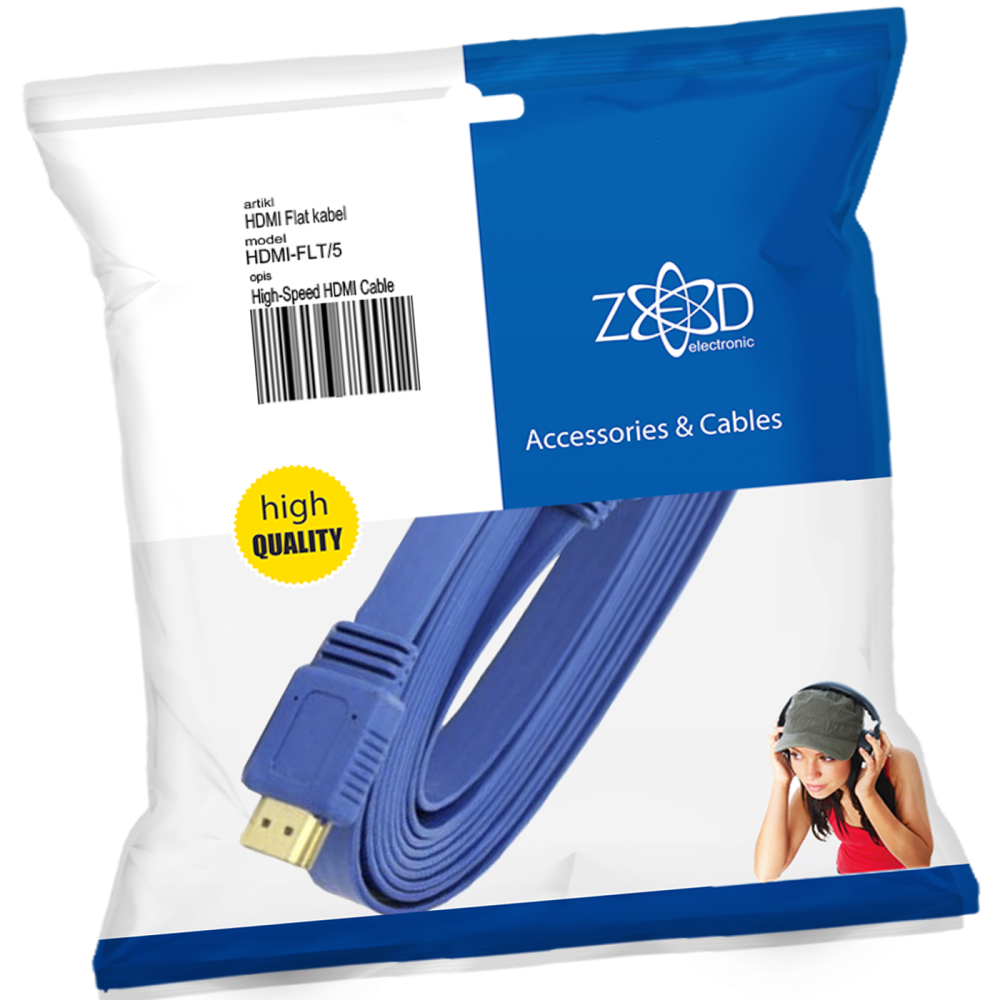 HDMI kabal ZED electronic 5.0 met plosnati