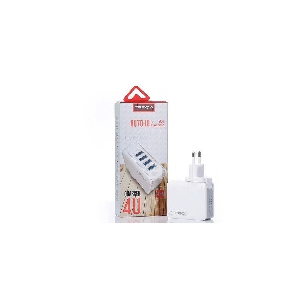Treqa CH-6042 kućni punjač, 4 USB porta 5V/4.4A Treqa CH-6042 kućni punjač, 4 USB porta 5V/4.4A