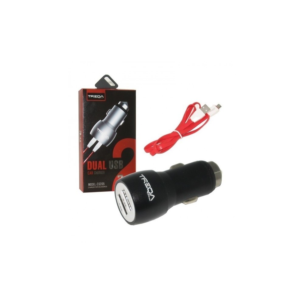 Treqa CS-205 Auto punjač 2 USB porta 12-24V5V-3.4A + kabal Lightning 1m Treqa CS-205 Auto punjač 2 USB porta 12-24V5V-3.4A + kabal Lightning 1m