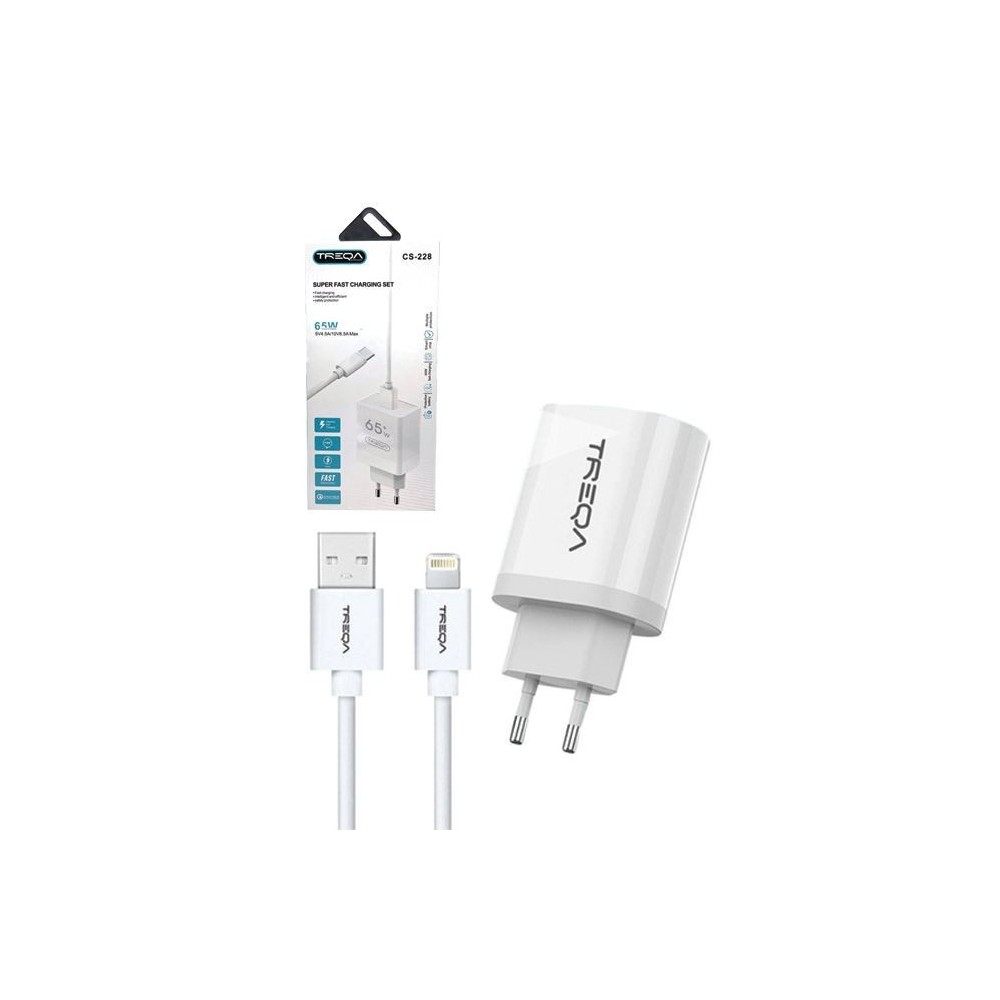 Treqa CS-228 65W Super Fast charging Cable for Lightning 1m Treqa CS-228 65W Super Fast charging Cable for Lightning 1m
