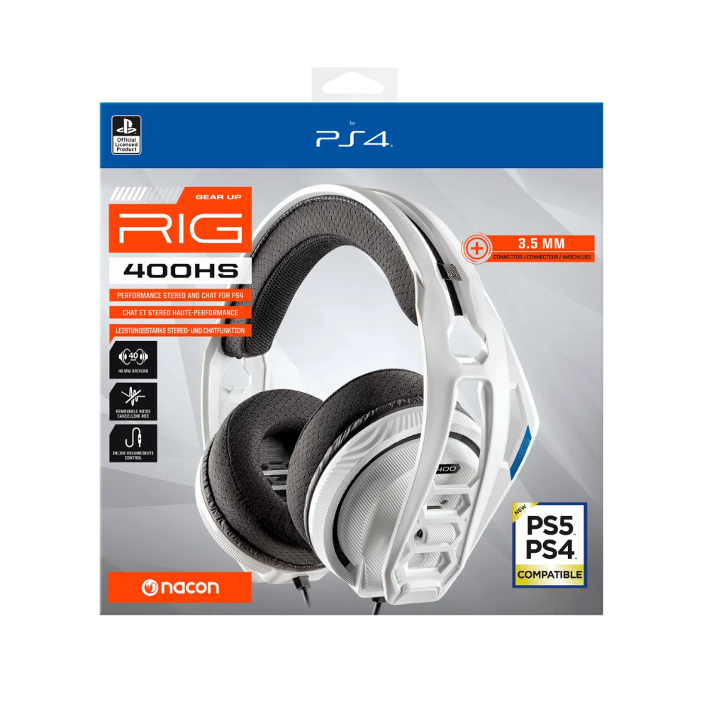 RIG 400HS white službene Sony Offiicial stereo headset for PS4™/PS5™ žičane gaming slušalice