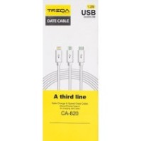 TREQA CA-820 2.1A 3u1 Micro-TypeC-iOS USB Kabal 1.2m