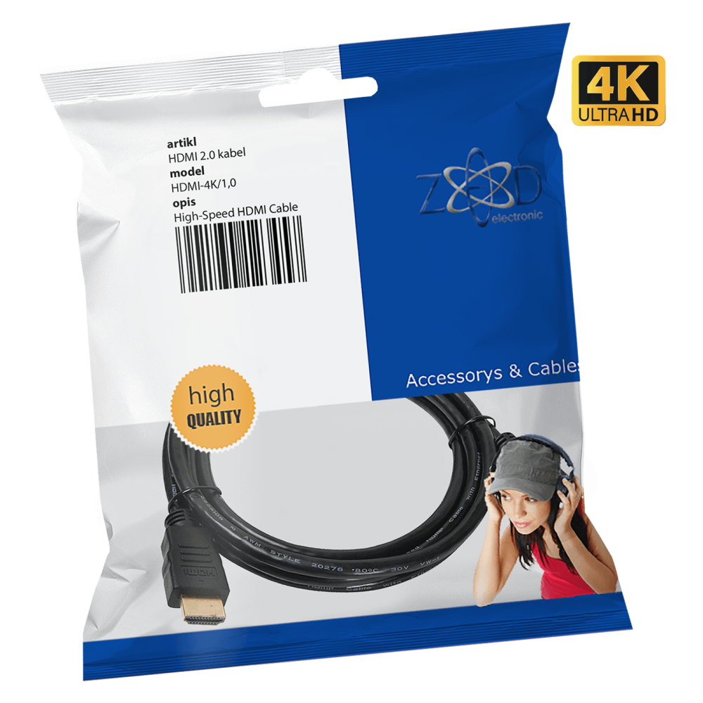 HDMI kabal ZED electronic 4K 1.0 met HDMI kabal ZED electronic 4K 1.0 met